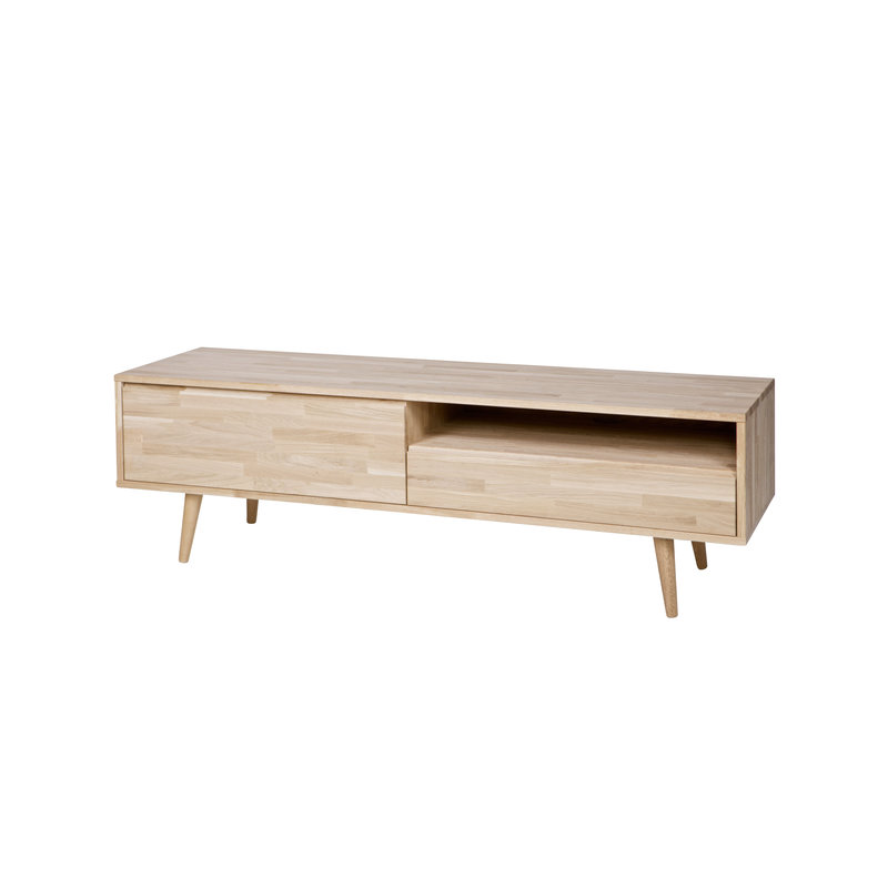 WOOOD-collectie Tygo Tv Unit Oak Untreated, Retro Legs