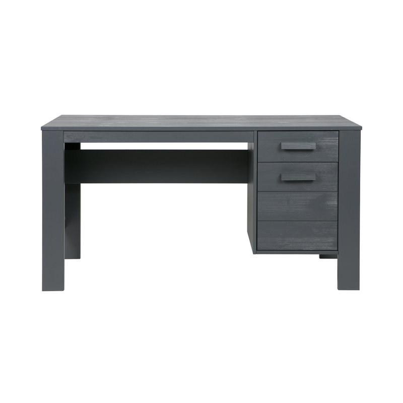 WOOOD-collectie Dennis Bureau Grenen Steel Grey Geborsteld