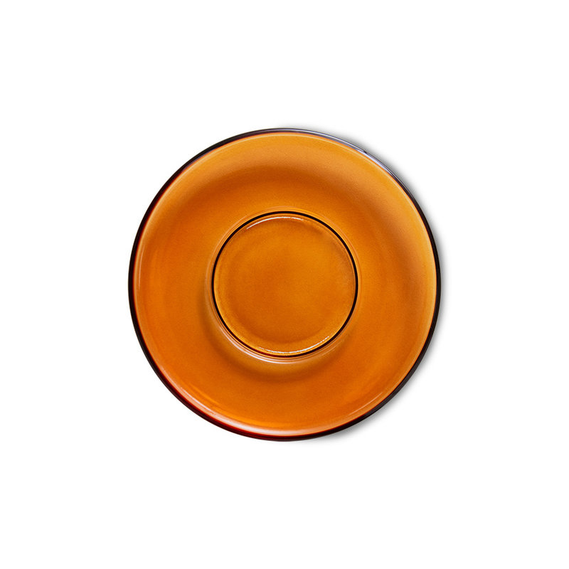 HKLIVING-collectie 70s glaswerk: schotels  amber brown (set of 4)