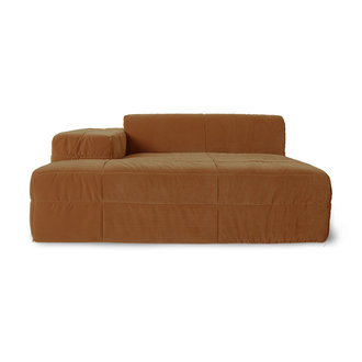 HKLIVING Brut sofa: element left divan, royal velvet, caramel