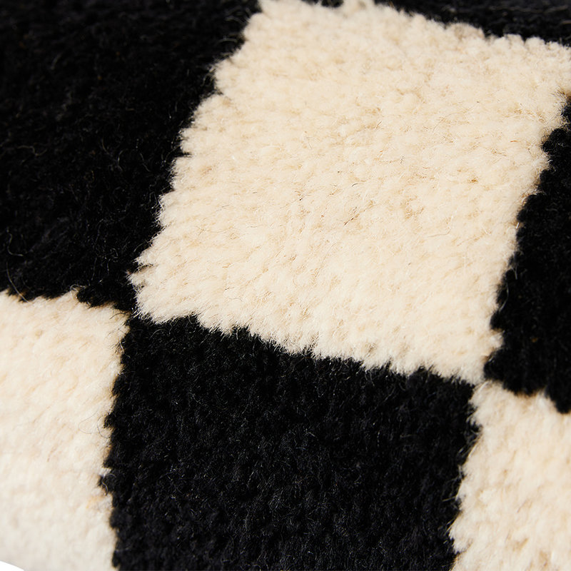 HKliving-collectie Woolen bolster cushion black and white statement (ø13x50cm)