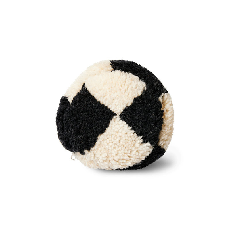 HKLIVING-collectie Wollen bolster kussen zwart en wit statement (ø13x50cm)