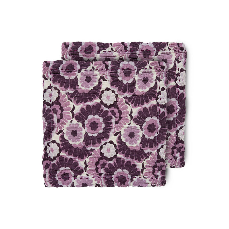 HKLIVING-collectie Katoenen servetten floral burgundy (set of 2)