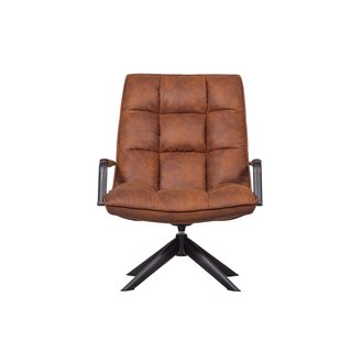 WOOOD Jouke Swivel Armchair With Armrest Imitation Leather Cognac