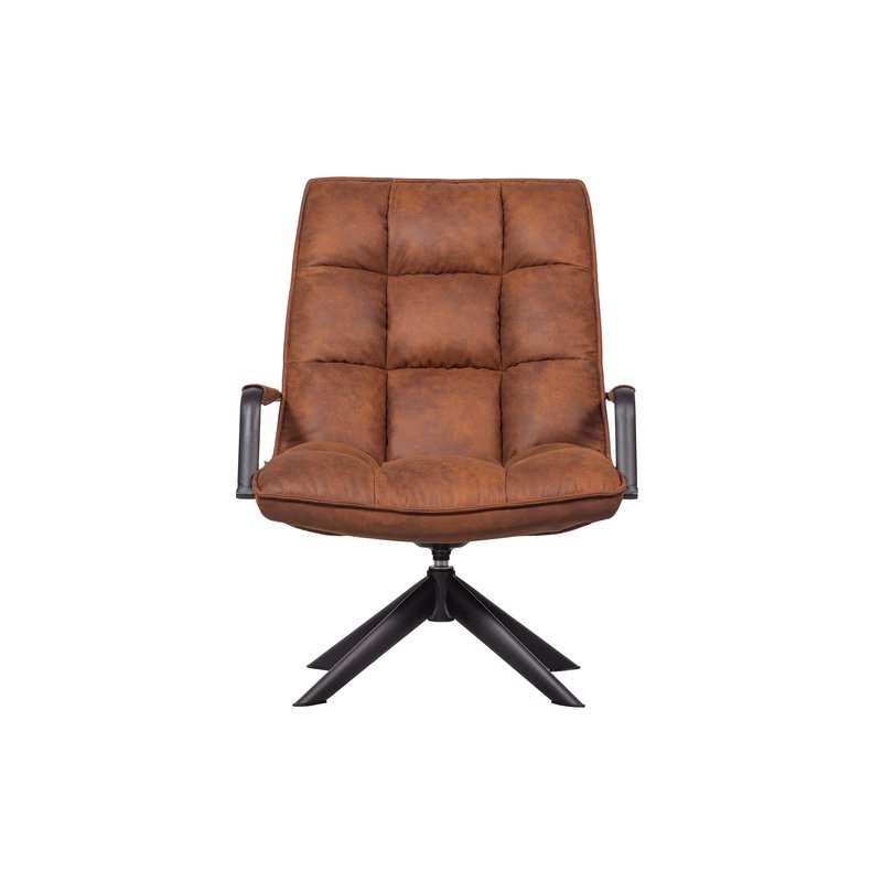 WOOOD-collectie Jouke Swivel Armchair With Armrest Imitation Leather Cognac