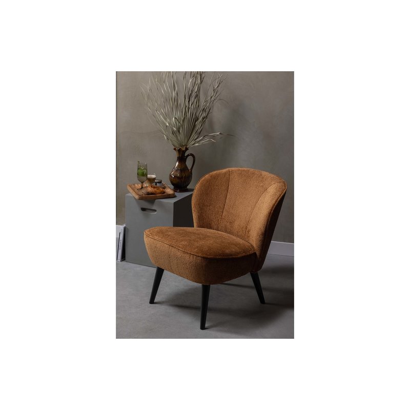 WOOOD-collectie Sara Fauteuil Structure Velvet Cognac