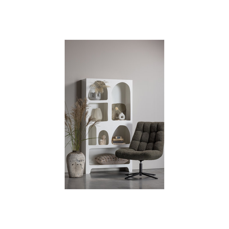 WOOOD-collectie Job Swivel Armchair Teddy Green