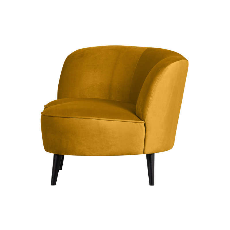 WOOOD-collectie Sara Lounge Fauteuil Links Fluweel Oker