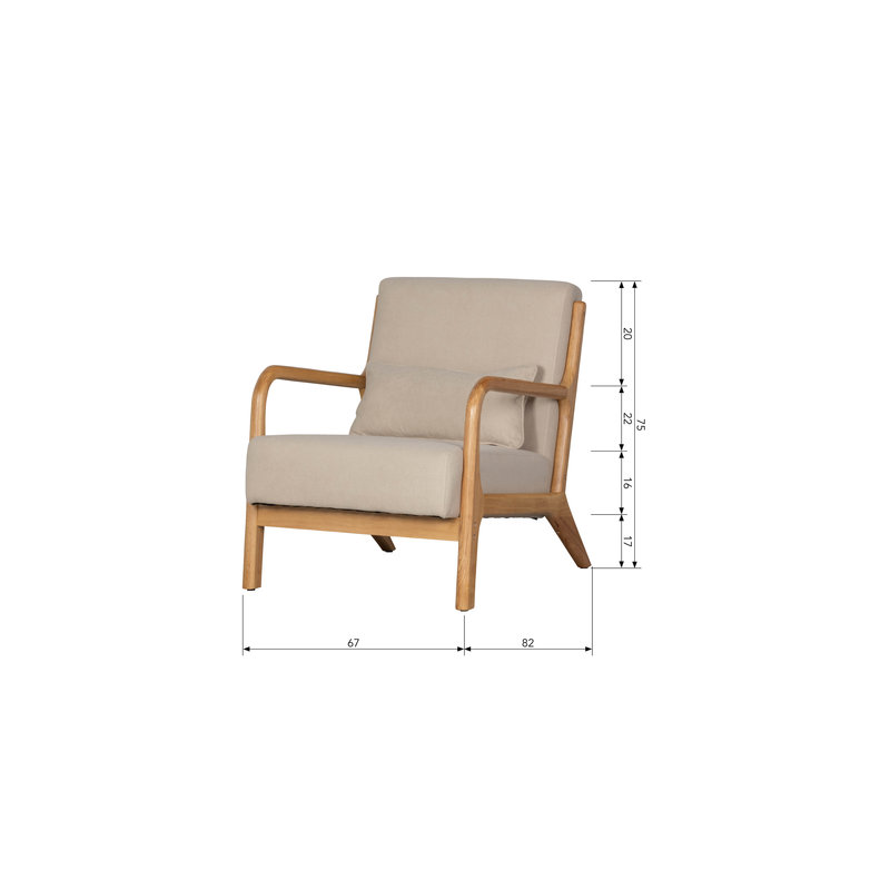 WOOOD-collectie Mark Fauteuil Geweven Stof Naturel