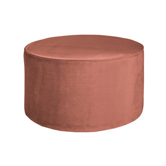 WOOOD Sara Round Pouf Low Velvet Old Pink