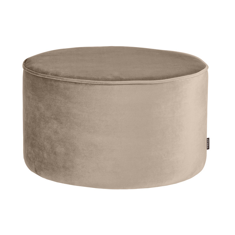 WOOOD-collectie Sara Round Pouf Low Velvet Khaki