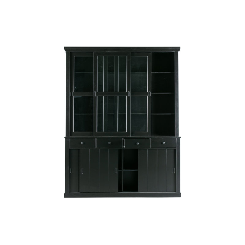 WOOOD-collectie Lagos Large Showcabinet Pine Deep Black