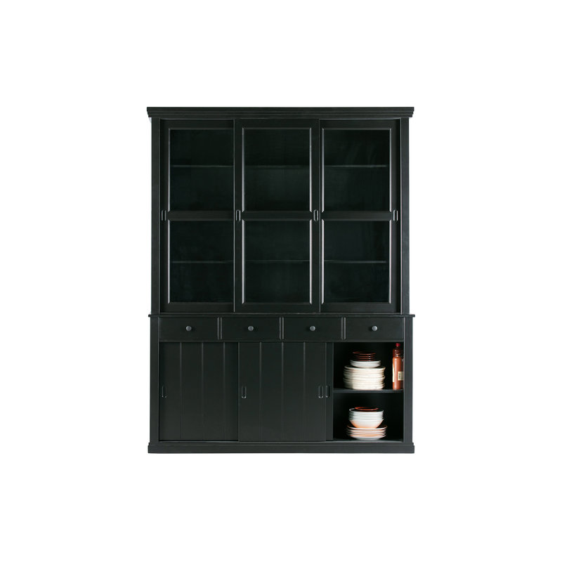 WOOOD-collectie Lagos Large Showcabinet Pine Deep Black