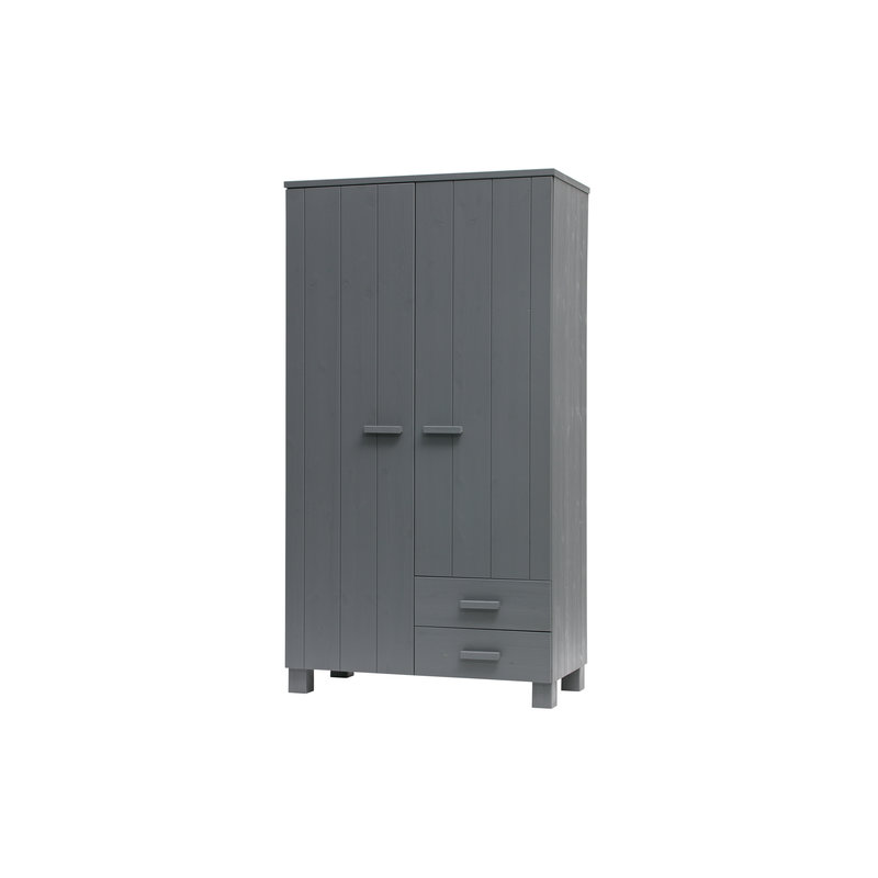 WOOOD-collectie Dennis Kast Met Laden Grenen Steel Grey Geborsteld