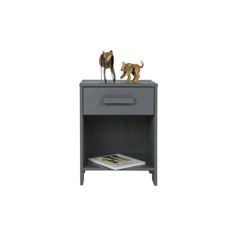 WOOOD-collectie Dennis Nightstand Steel Grey Brushed