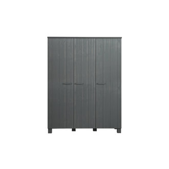 WOOOD Dennis 3-deurs Kast Grenen Steel Grey Geborsteld