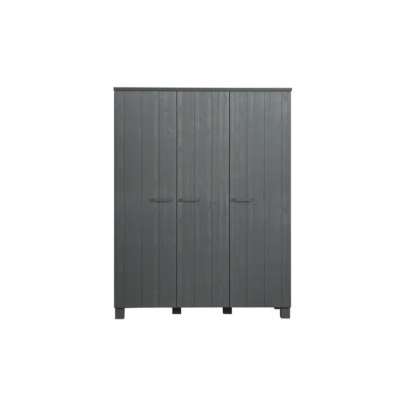 WOOOD-collectie Dennis 3-doors Wardrobe Steelgrey