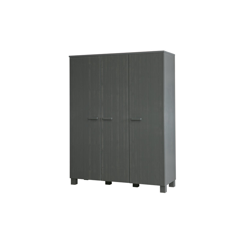 WOOOD-collectie Dennis 3-doors Wardrobe Steelgrey