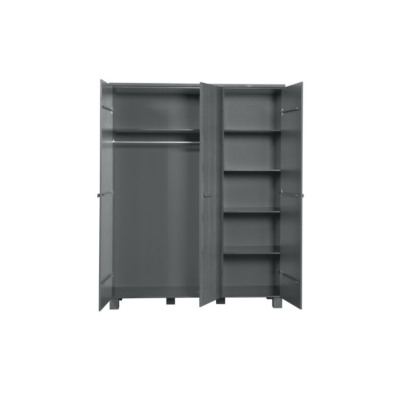 WOOOD-collectie Dennis 3-doors Wardrobe Steelgrey