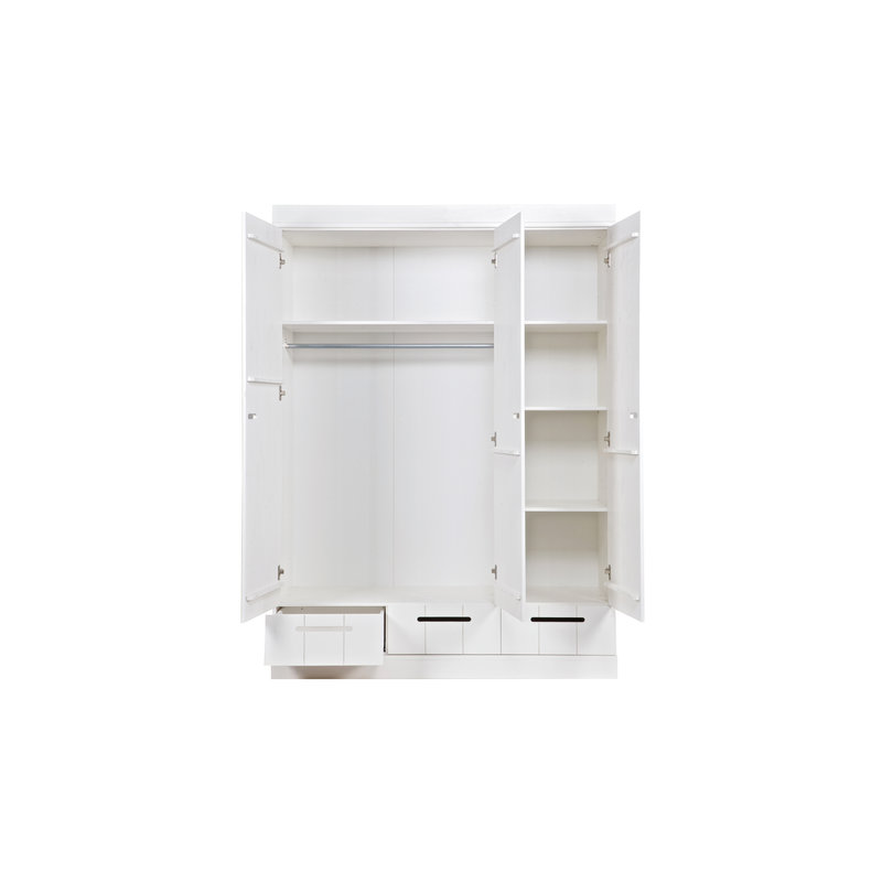 WOOOD-collectie Connect 3-doors Basic -drawer- Strip Doors Cab White