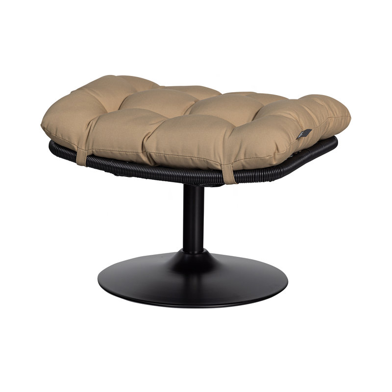 WOOOD-collectie Vive Hocker Outdoor Rattan Zand / Zwart