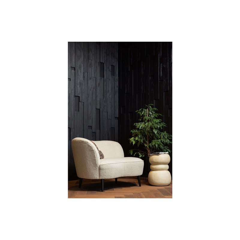 WOOOD-collectie Sara Lounge Fauteuil Links Teddy Off White