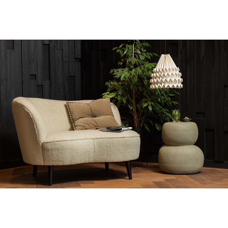 WOOOD-collectie Sara Lounge Fauteuil Links Teddy Off White