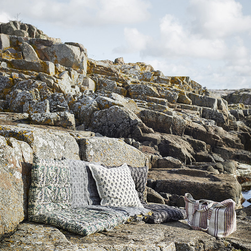 Madam Stoltz-collectie Printed mattress cover, Grey, black