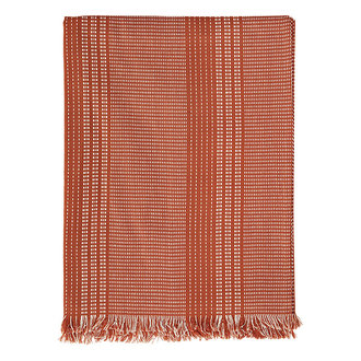 Madam Stoltz Striped hammam towel, Coral, white