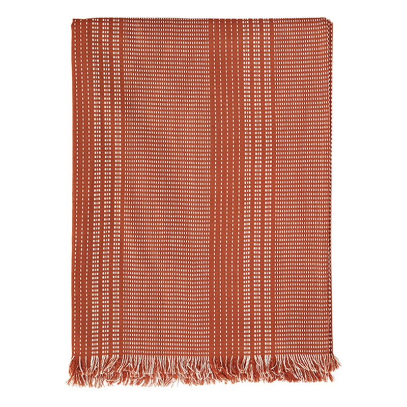 Madam Stoltz-collectie Striped hammam towel, Coral, white