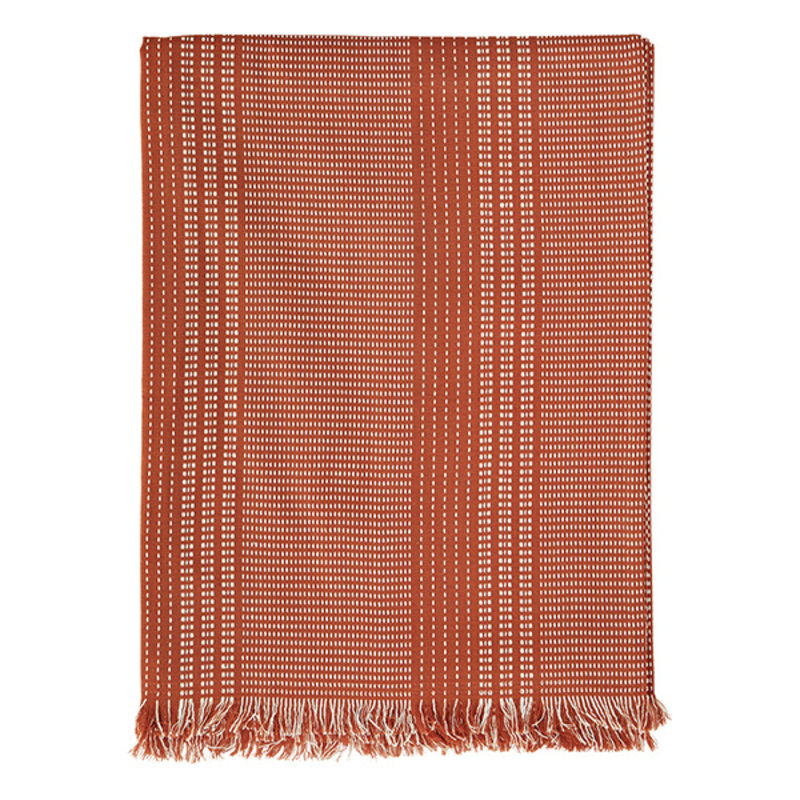 Madam Stoltz-collectie Striped hammam towel, Coral, white