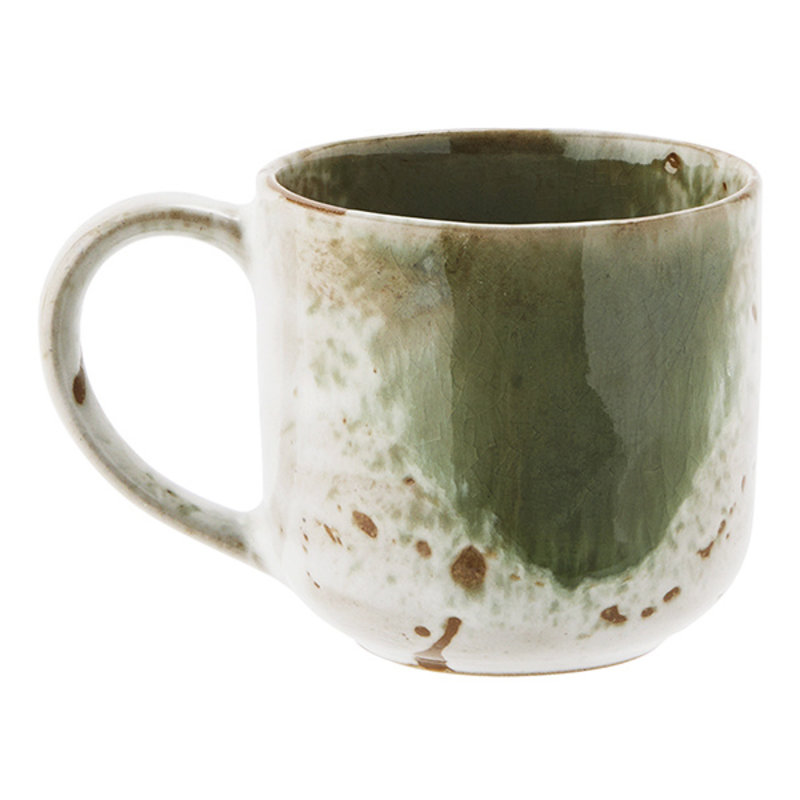 Madam Stoltz-collectie Stoneware mug, White, green, natural