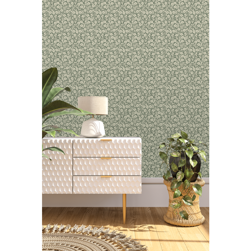 Creative Lab Amsterdam-collectie Flower Shower Green Pattern Wallpaper