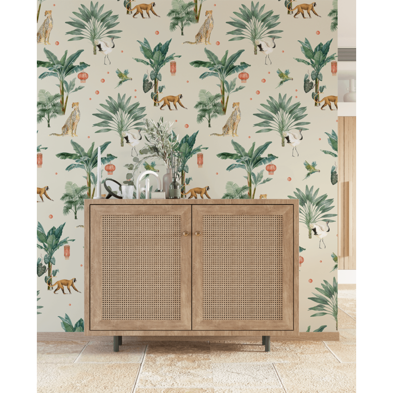 Creative Lab Amsterdam-collectie Lovely Bubbly Jungle Vanilla patroonbehang
