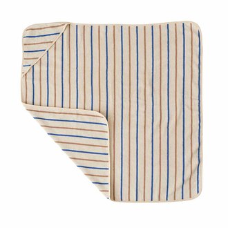 OYOY MINI Raita Handdoek met capuchon Caramel / Optic Blauw