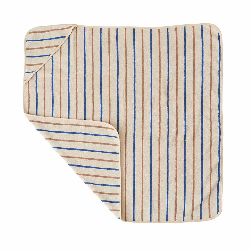 OYOY MINI-collectie Raita Handdoek met capuchon Caramel / Optic Blauw
