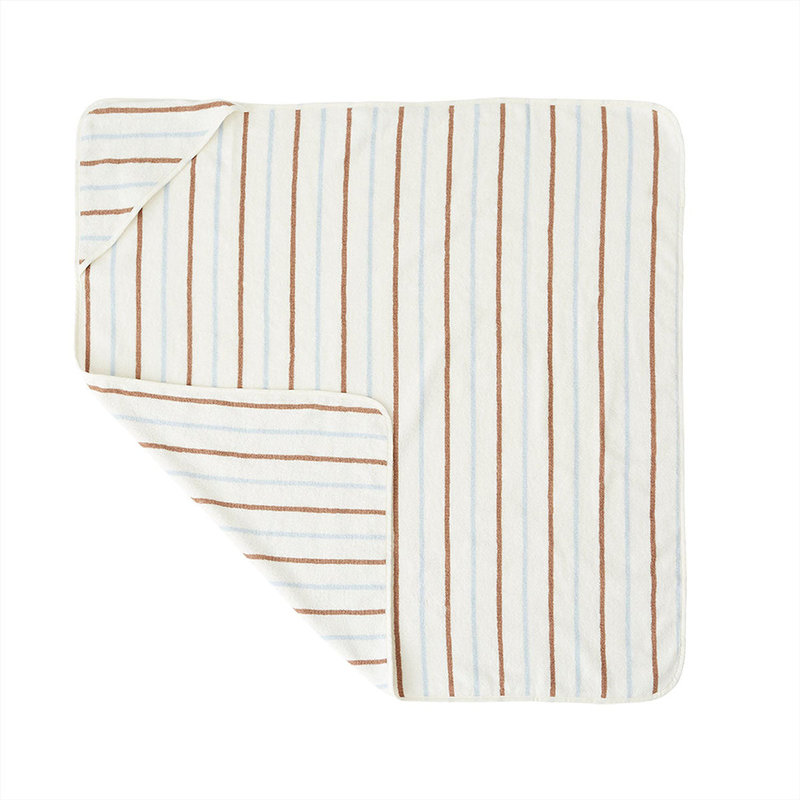 OYOY MINI Raita Handdoek met capuchon Caramel / Optic Blauw