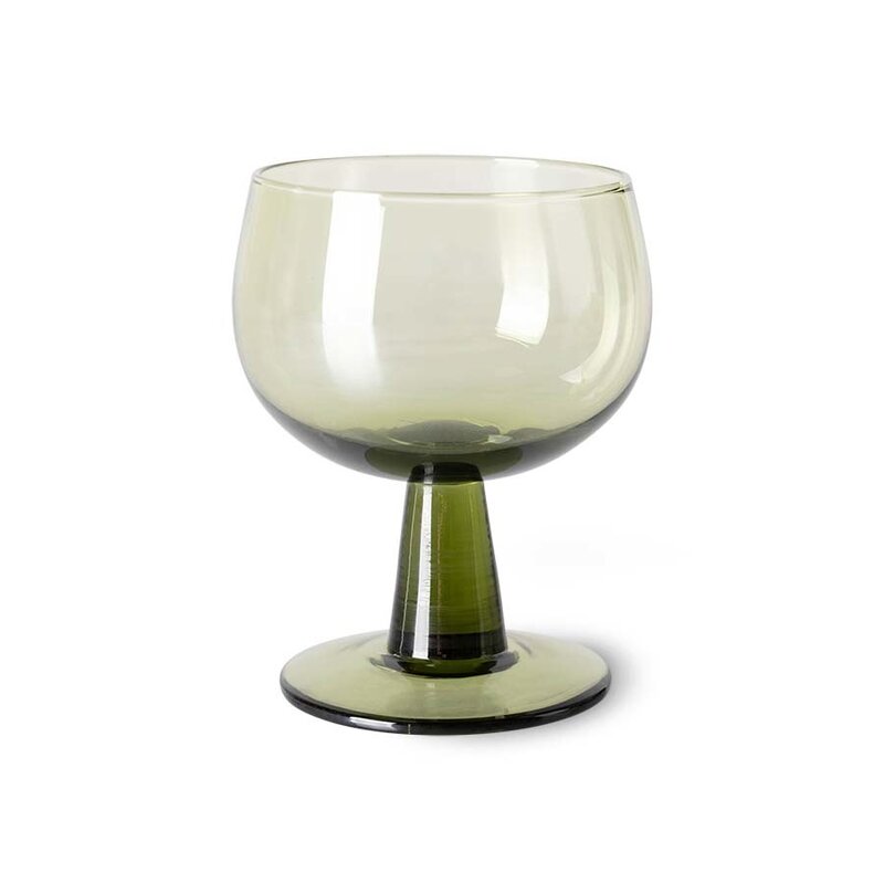 HKliving-collectie The emeralds Wijnglas laag olijf groen (set van 4)
