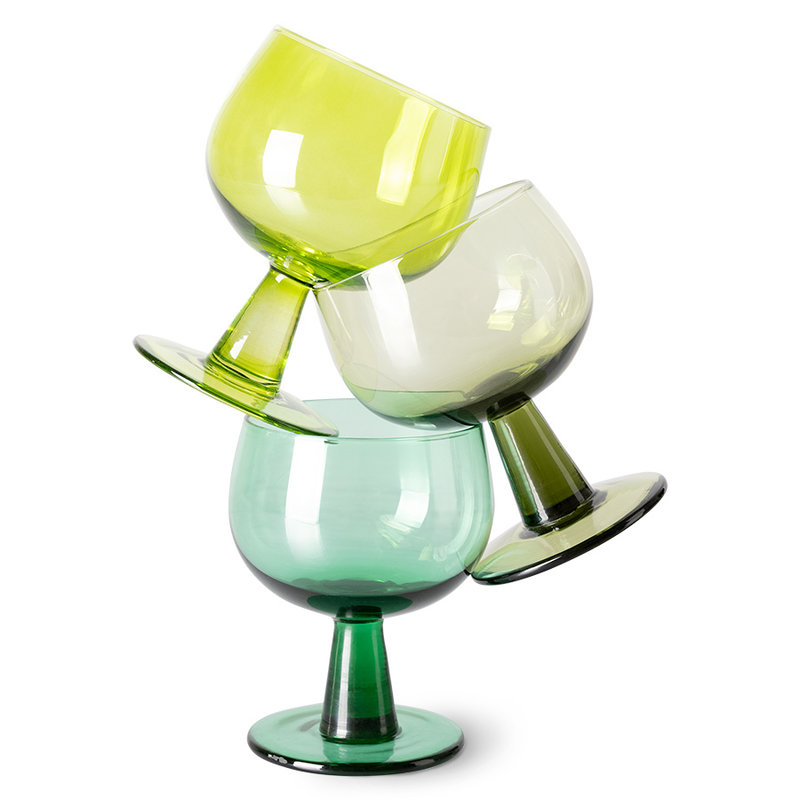 HKliving-collectie the emeralds: wine glass low, fern green (set of 4)