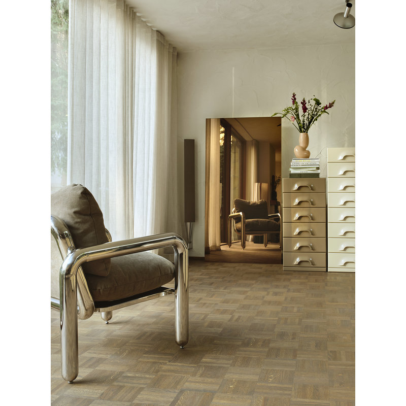 HKLIVING-collectie Chrome Lounge stoel Canvas Brown