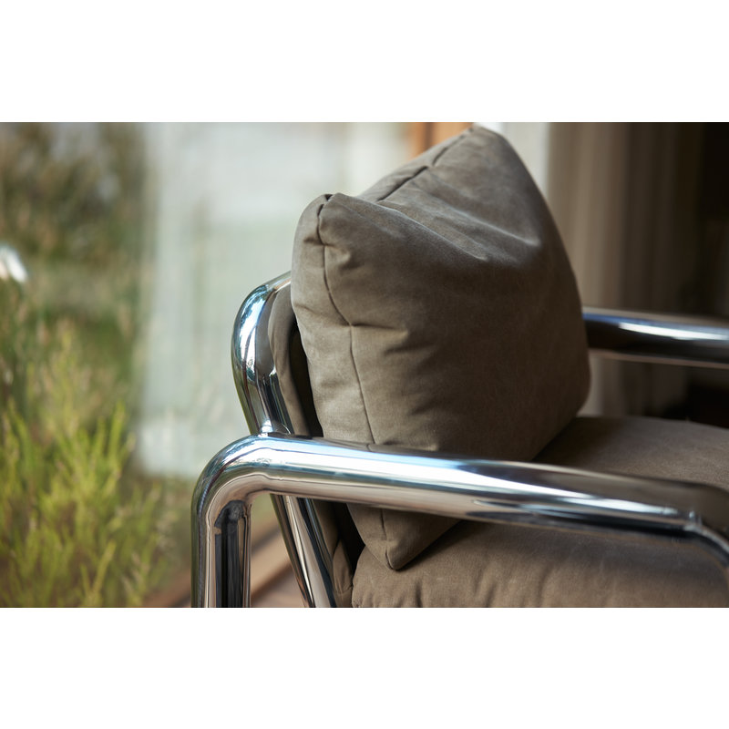 HKLIVING-collectie Chrome Lounge stoel Canvas Brown