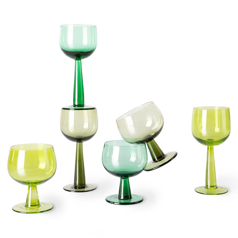 HKliving-collectie the emeralds: wine glass low, fern green (set of 4)