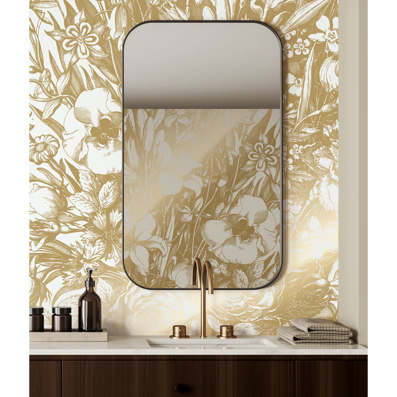 KEK Amsterdam-collectie Goud behang Engraved Flowers, Off-white