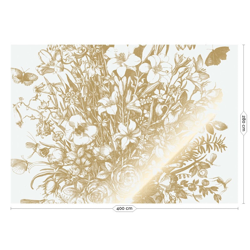 KEK Amsterdam-collectie Goud behang Engraved Flowers, Off-white
