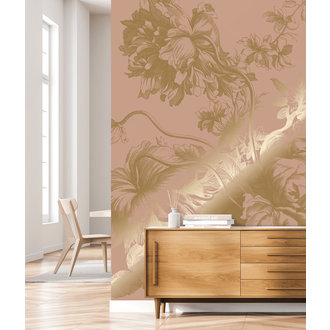 KEK Amsterdam Goud behang Engraved Flowers, Nude