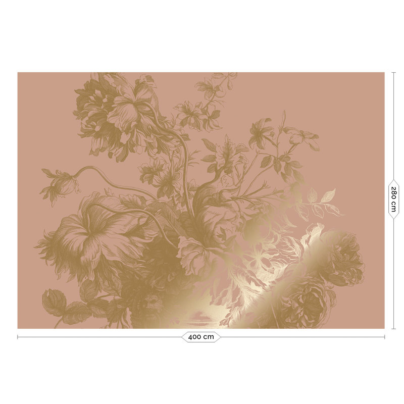 KEK Amsterdam-collectie Goud behang Engraved Flowers, Nude