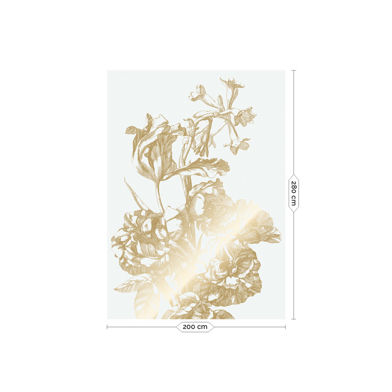 KEK Amsterdam-collectie Gold metallic Off-White Wallpaper, Engraved flowers