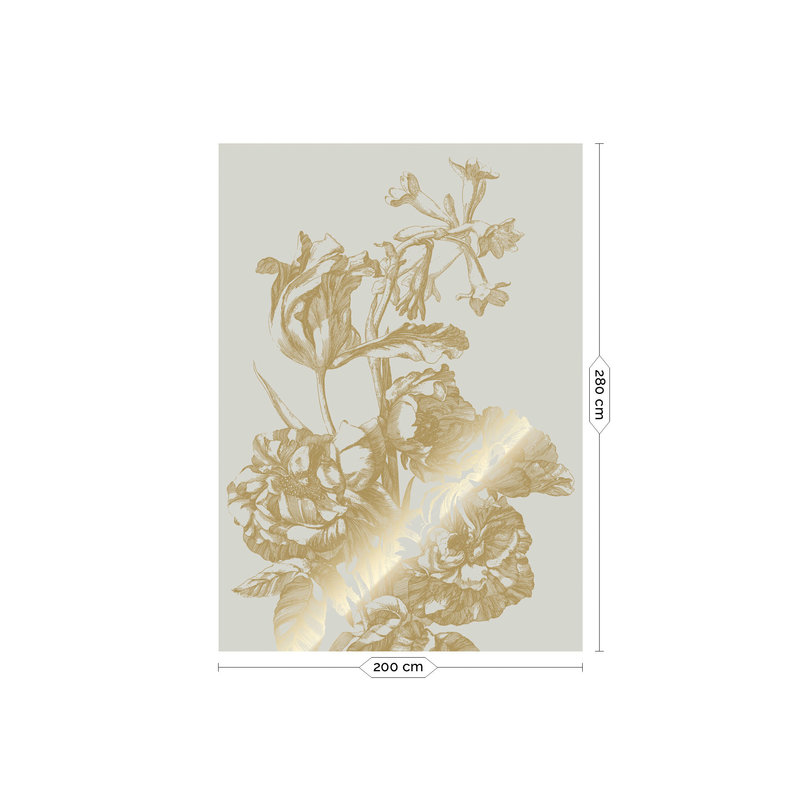 KEK Amsterdam-collectie Gold metallic Sand Wallpaper, Engraved flowers