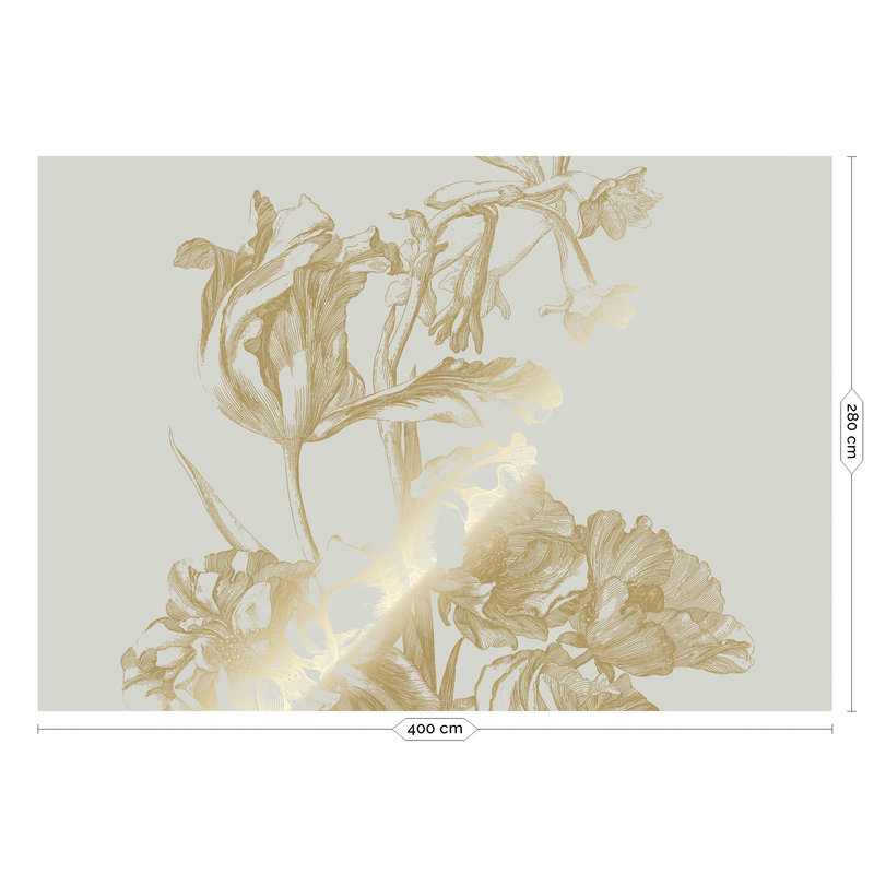 KEK Amsterdam-collectie Gold metallic Sand Wallpaper, Engraved flowers