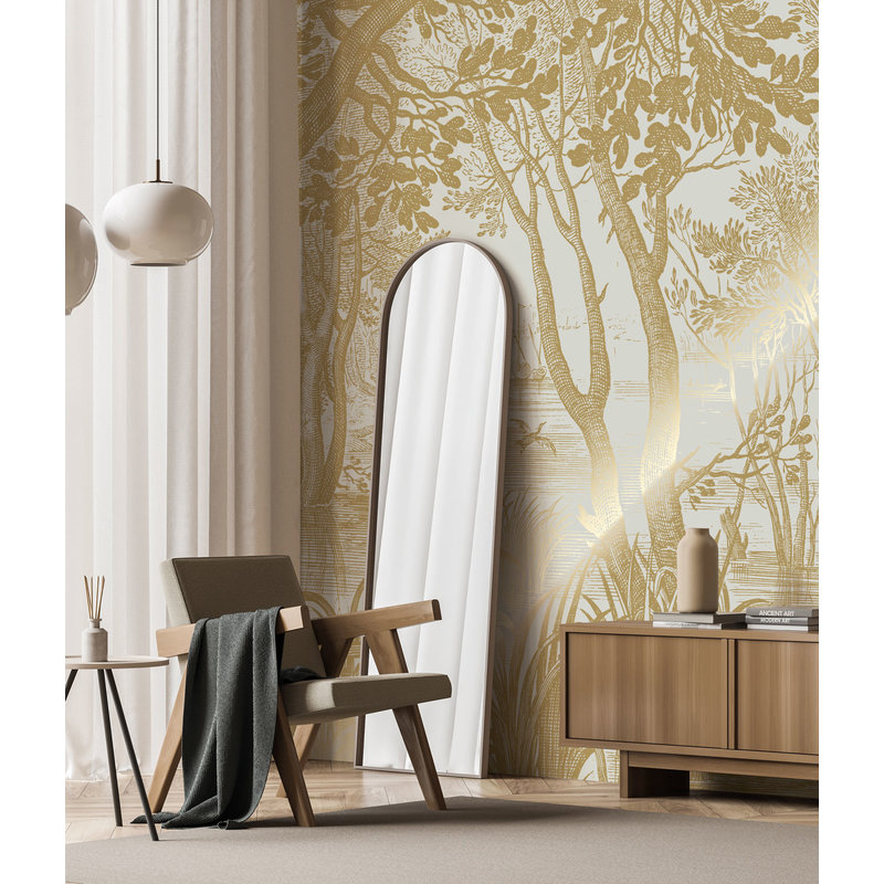 KEK Amsterdam-collectie Gold metallic wall mural, Engraved landscapes, sand
